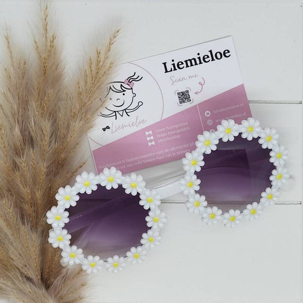 Zonnebril rond - witte bloemen