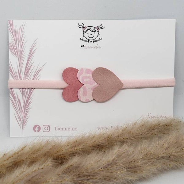 Haarband - Hartjes roze