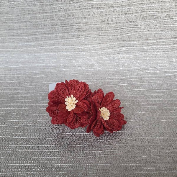 Haarelastiek bloem 2 st - bordeauxrood