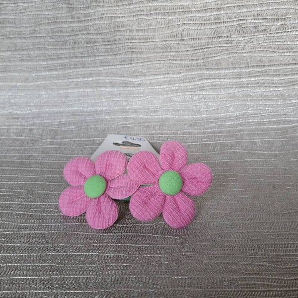Haarelastiek bloem 2 st - roze-groen