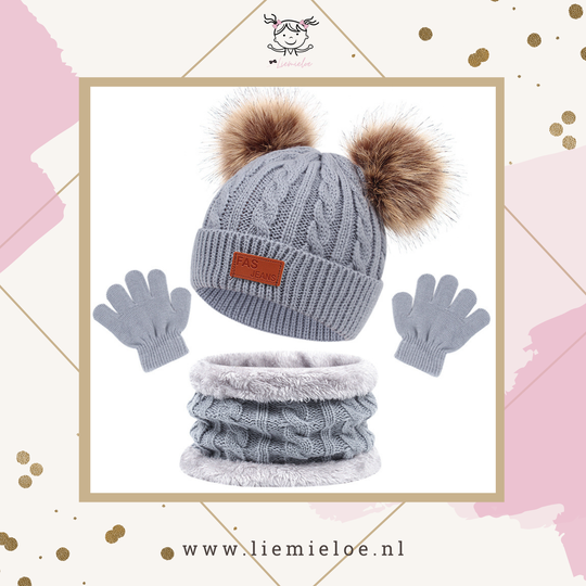 Winterset - Grijs 2 bollen