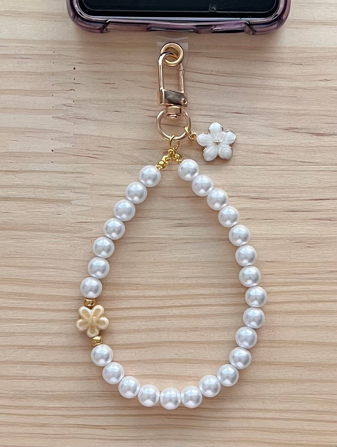 Telefoonkoord Taupé Flower