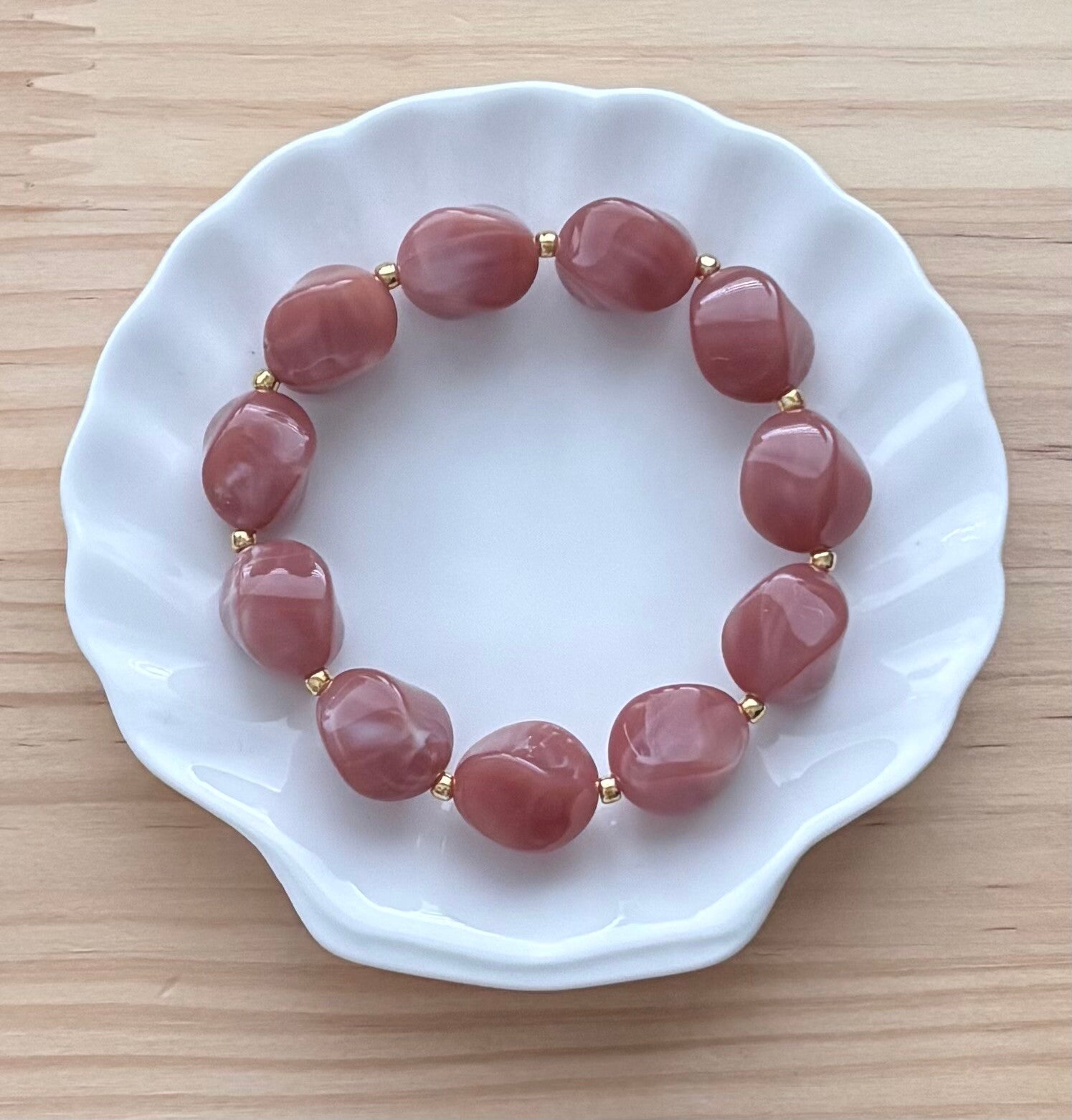 Armband Nugget Licht Bruin of Bordeaux