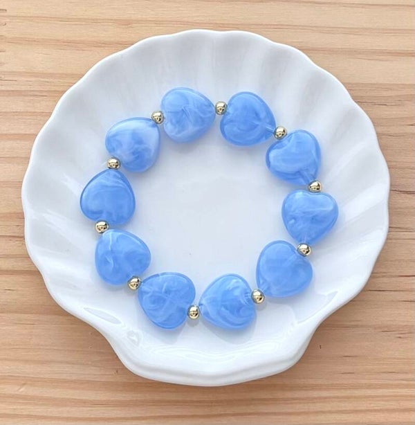 Hartjes armband licht blauw