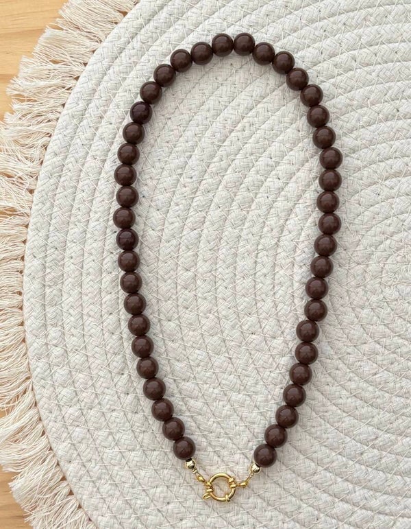 Grote kralenketting bruin