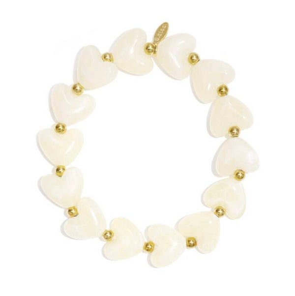 RVS armband hartjes crème
