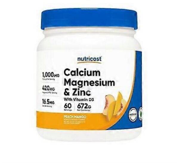 Nutricost Calcium Magnesium Zinc D3 Powder Peach Mango ,60 Servings