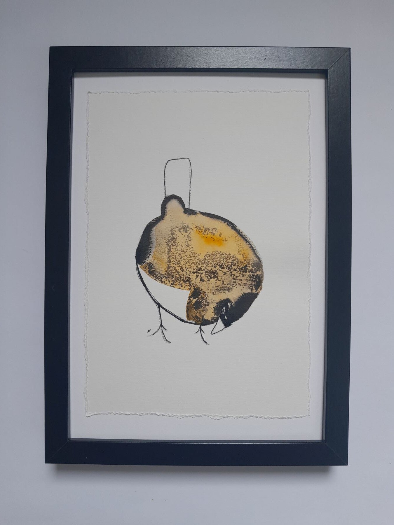 Inkttekening geel vogeltje - Bolleboosje