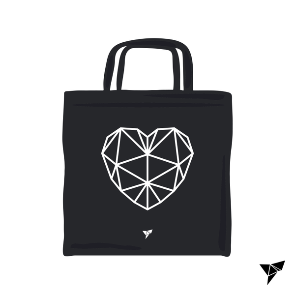 Geo Heart Outline Tote Bag
