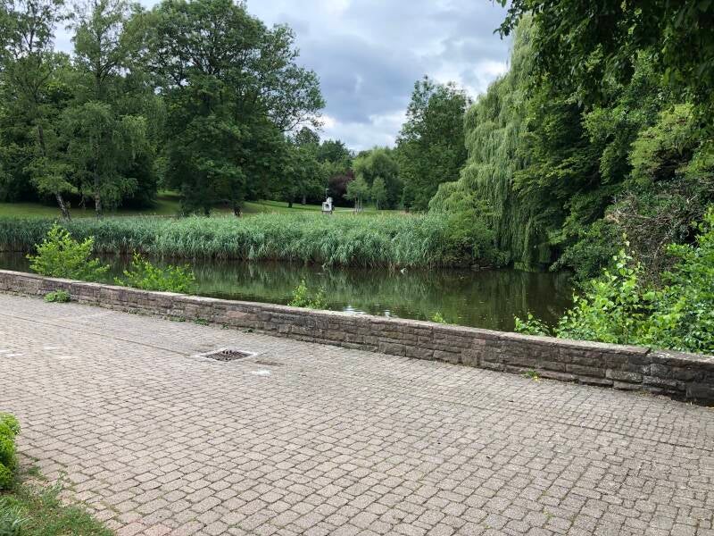 Continue walking along the pond