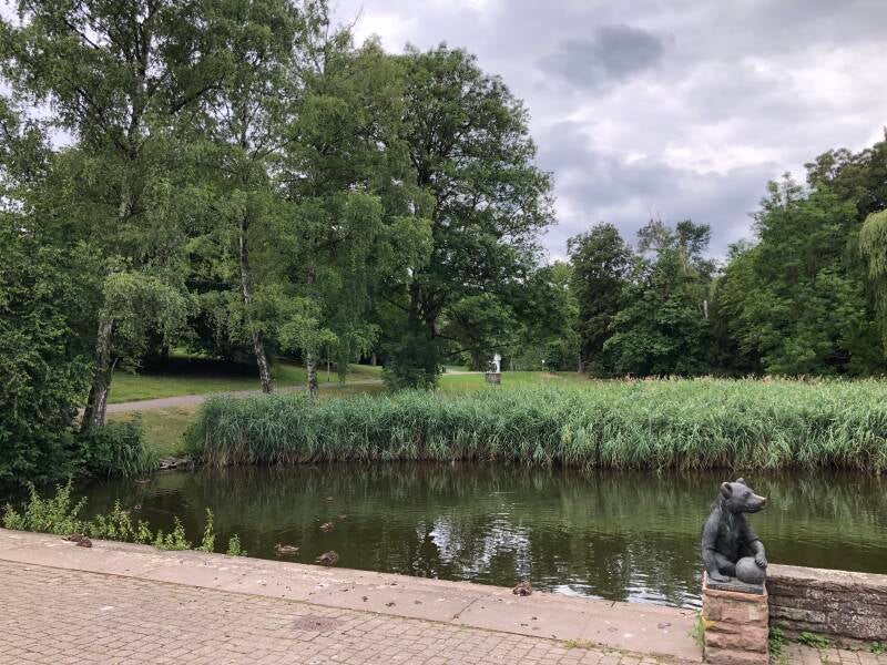 Walking along the pond