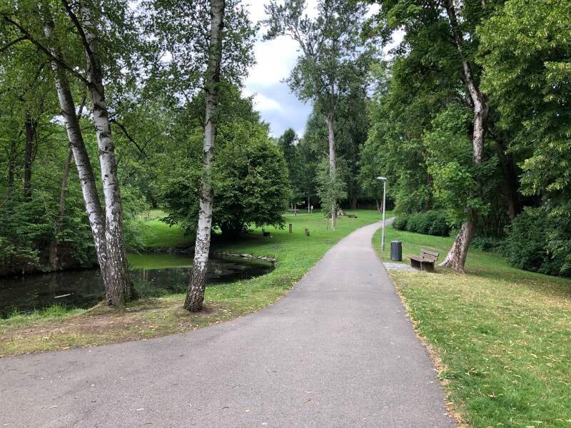 Approaching the second pond half way up