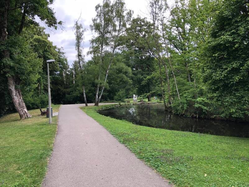 Looking back to the second pond on the way up