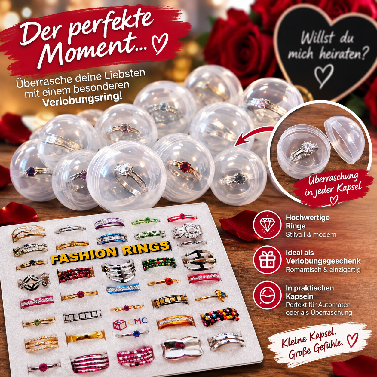 Ringe zur Verlobung oder Hochzeit 30x35mm