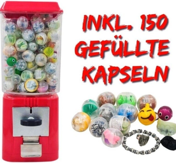 Kaugummiautomat inkl. 150 Spielzeug Kapseln