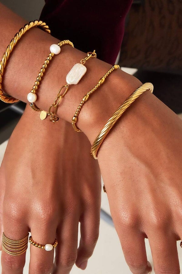 EDELSTALEN ARMBAND MET GROTE PAREL-GOUD