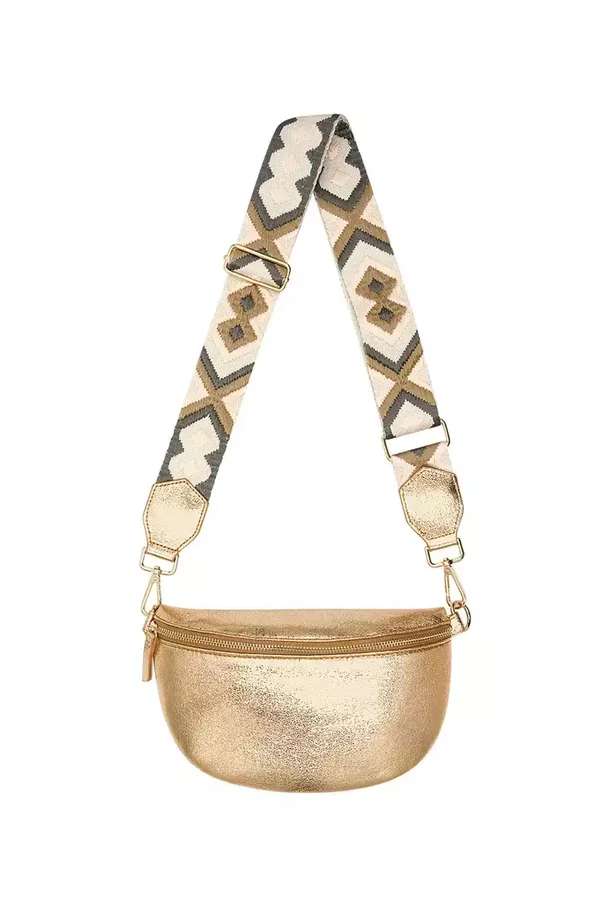 BUIDELTAS MET GEKLEURDE BAND GOUD/ZACHT ROZE