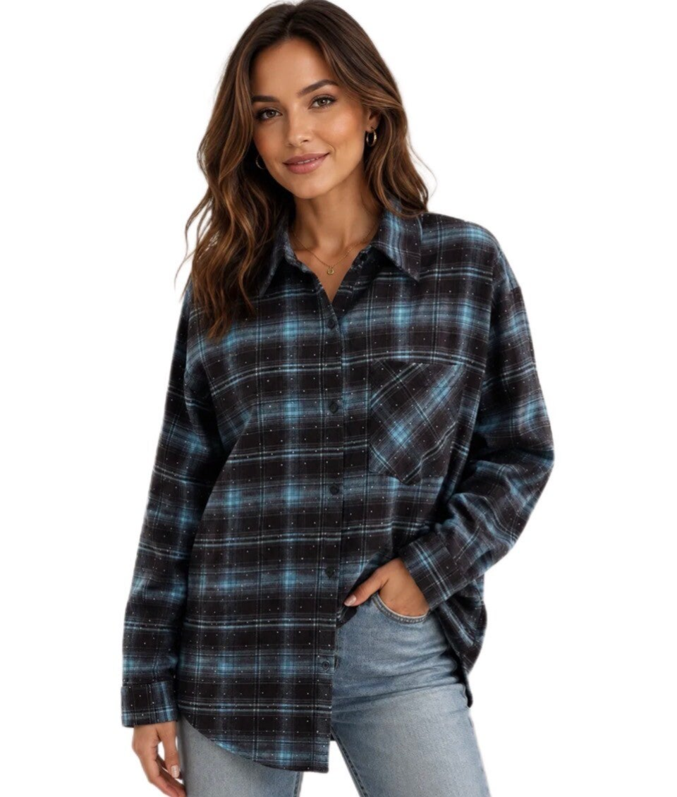BLOUSE RUIT BRUIN/BLAUW