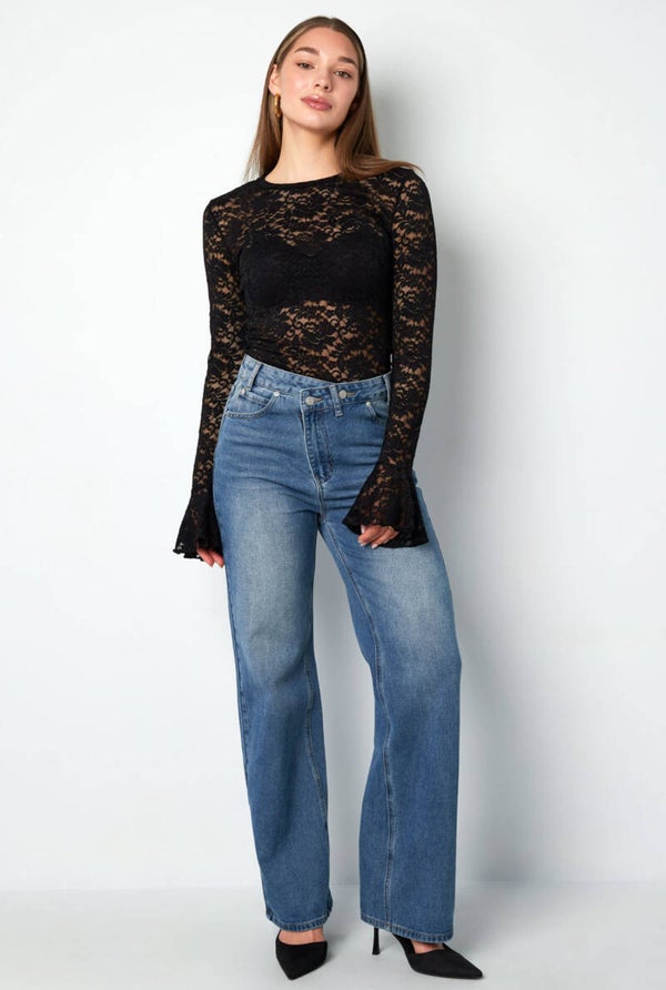 TALL WIDE LEG JEANS MET ASYMMETRISCHE SLUITING
