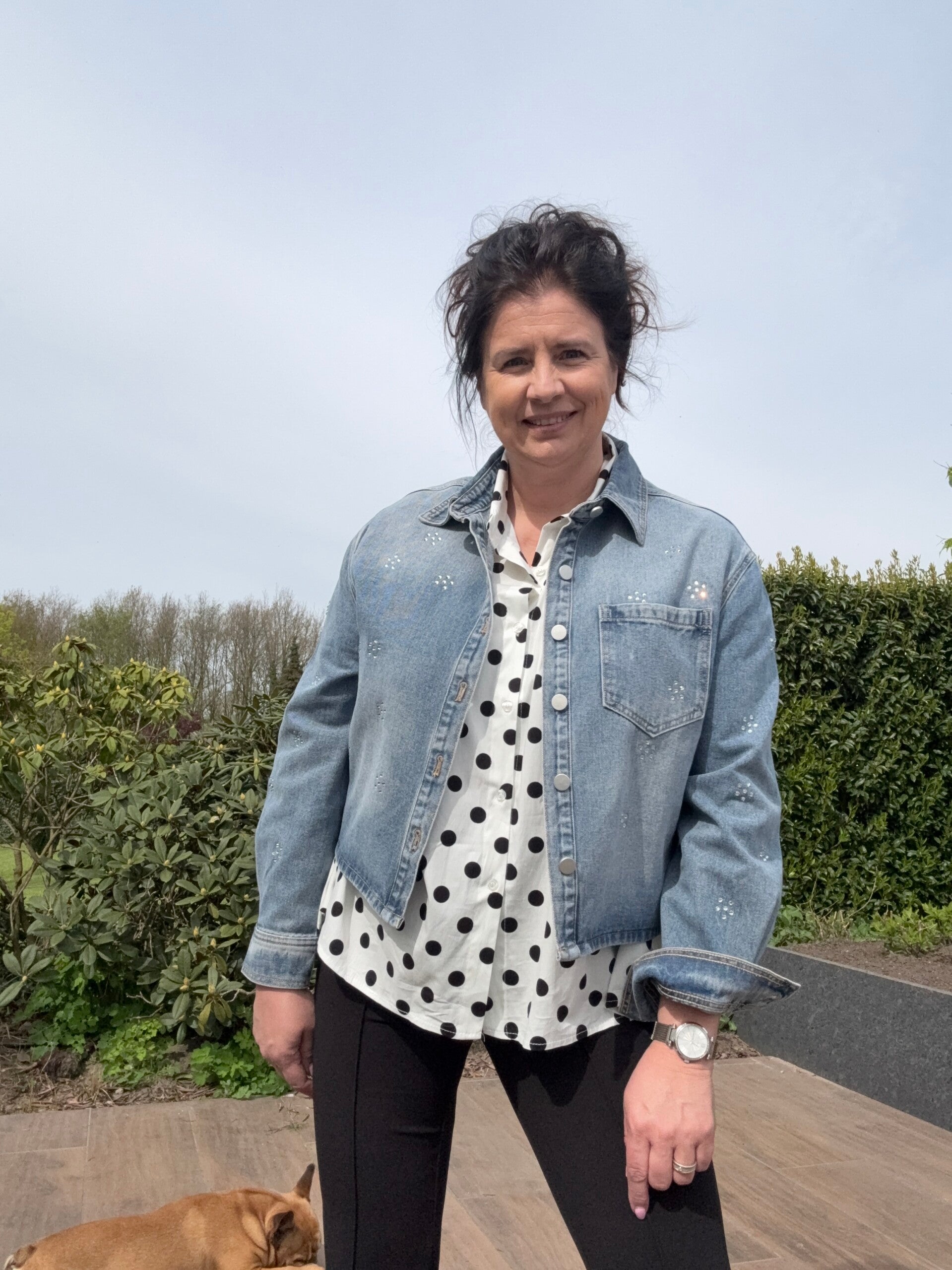 BLOUSE POLKADOTS WIT /ZWART