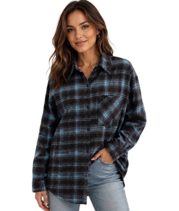 BLOUSE RUIT BRUIN/BLAUW