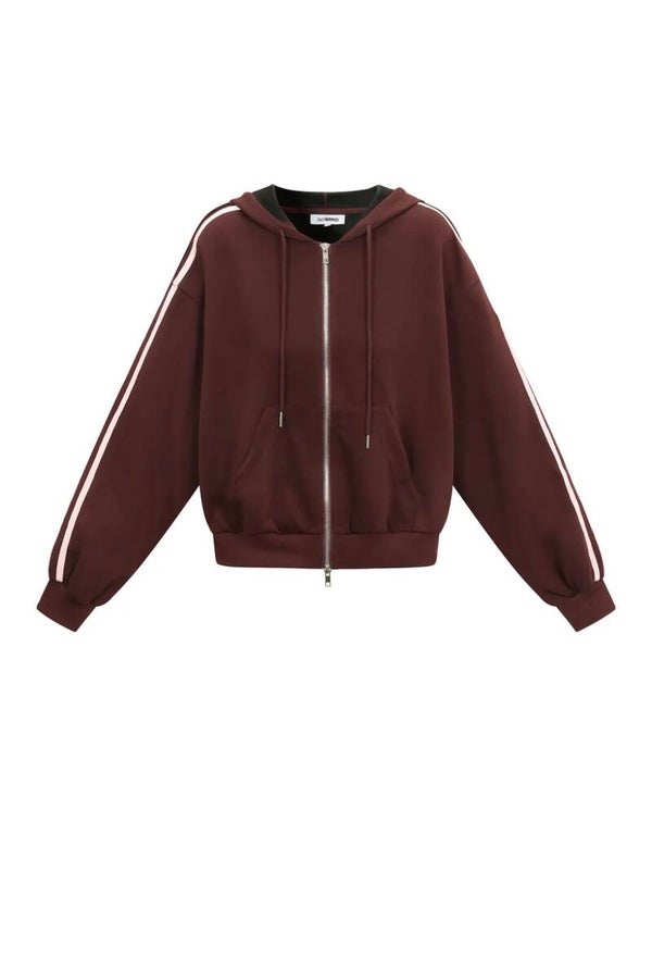 JOGGING VEST BORDEAUX MET STREPEN