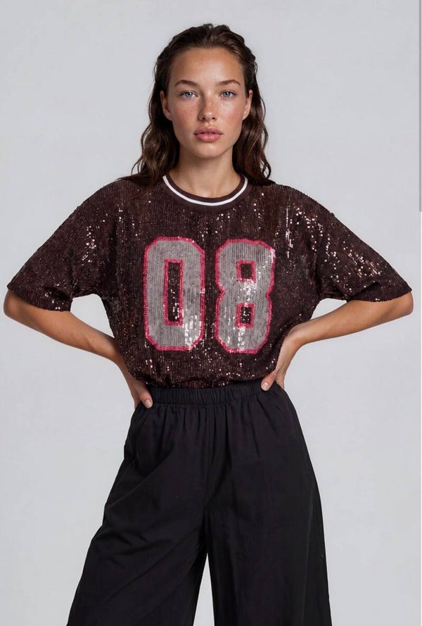 T-SHIRT PAILLETTEN BRUIN