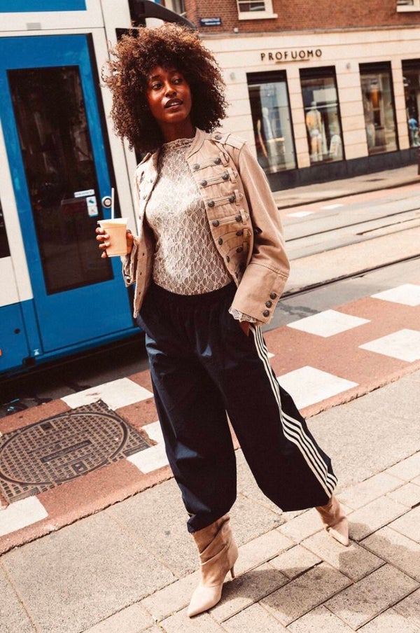 BROEK  NAVY STREPEN PARACHUTE