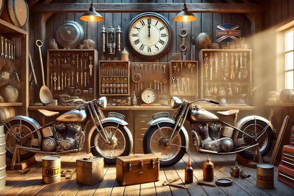 Steampunk Werkstatt mit Zahnrädern und Uhren – Industrial Fantasy Szene