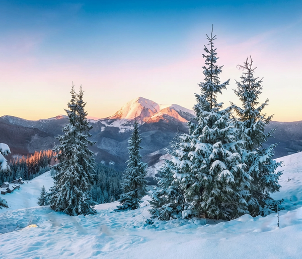 Winter Landschaft mit Bergen und Schnee – ruhige Natur Szene
