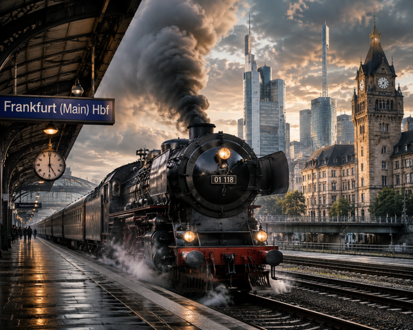Dampflok im Wandel der Zeit – Historischer Bahnhof trifft moderne Stadt