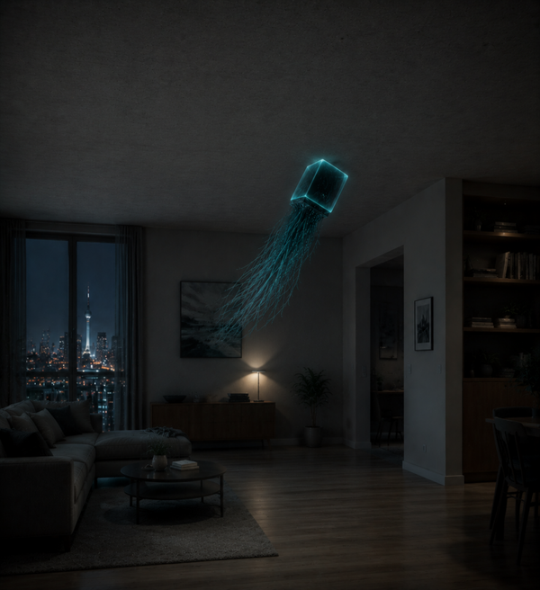 Science-Fiction Wandbehang – Futuristisches Wesen im modernen Apartment