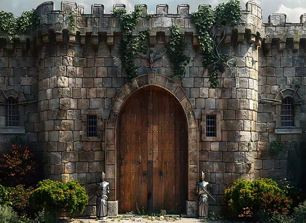 Historisches Burgtor – Premium Wandbehang mit mittelalterlicher Festung