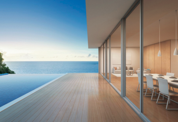 Luxus Pool Villa mit Meerblick – moderne Terrasse Architektur