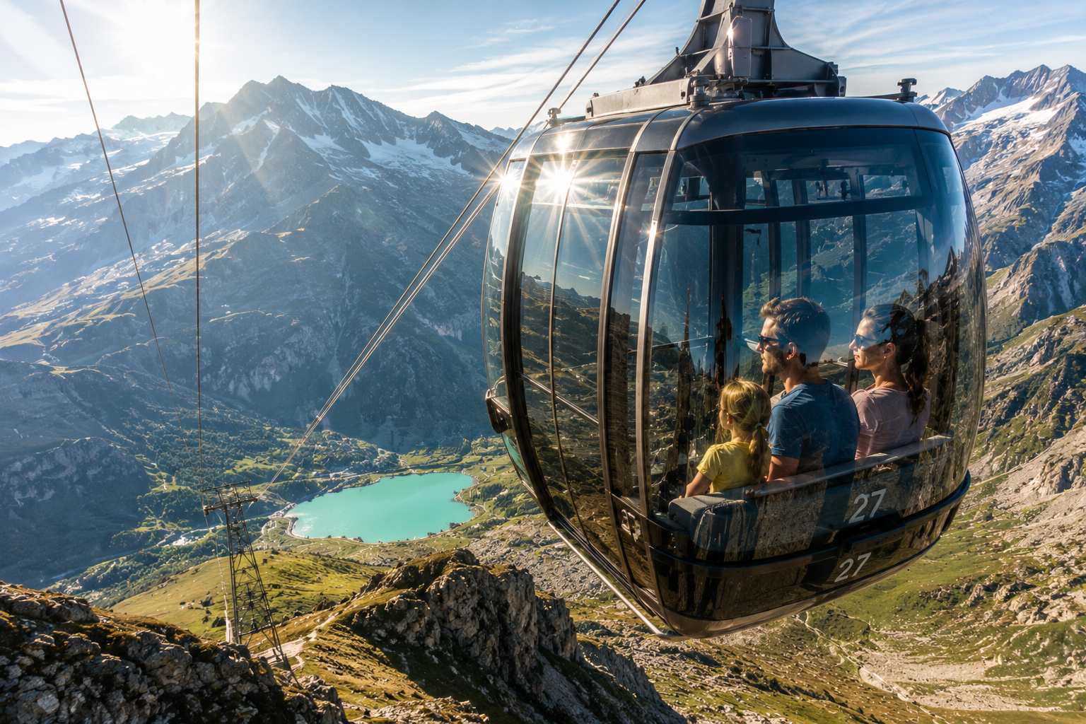 Schweizer Alpen-Seilbahn – Atemberaubender Wandbehang mit Panoramablick