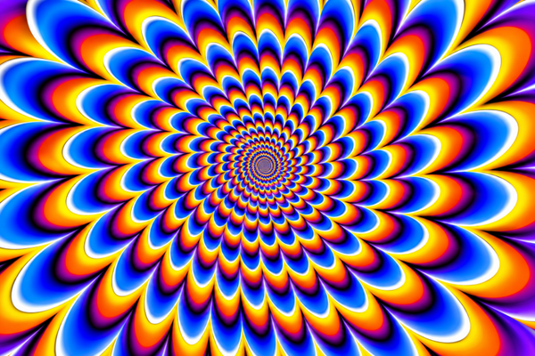Optische Täuschung Spirale – Flimmernde Farben und scheinbare Drehbewegung
