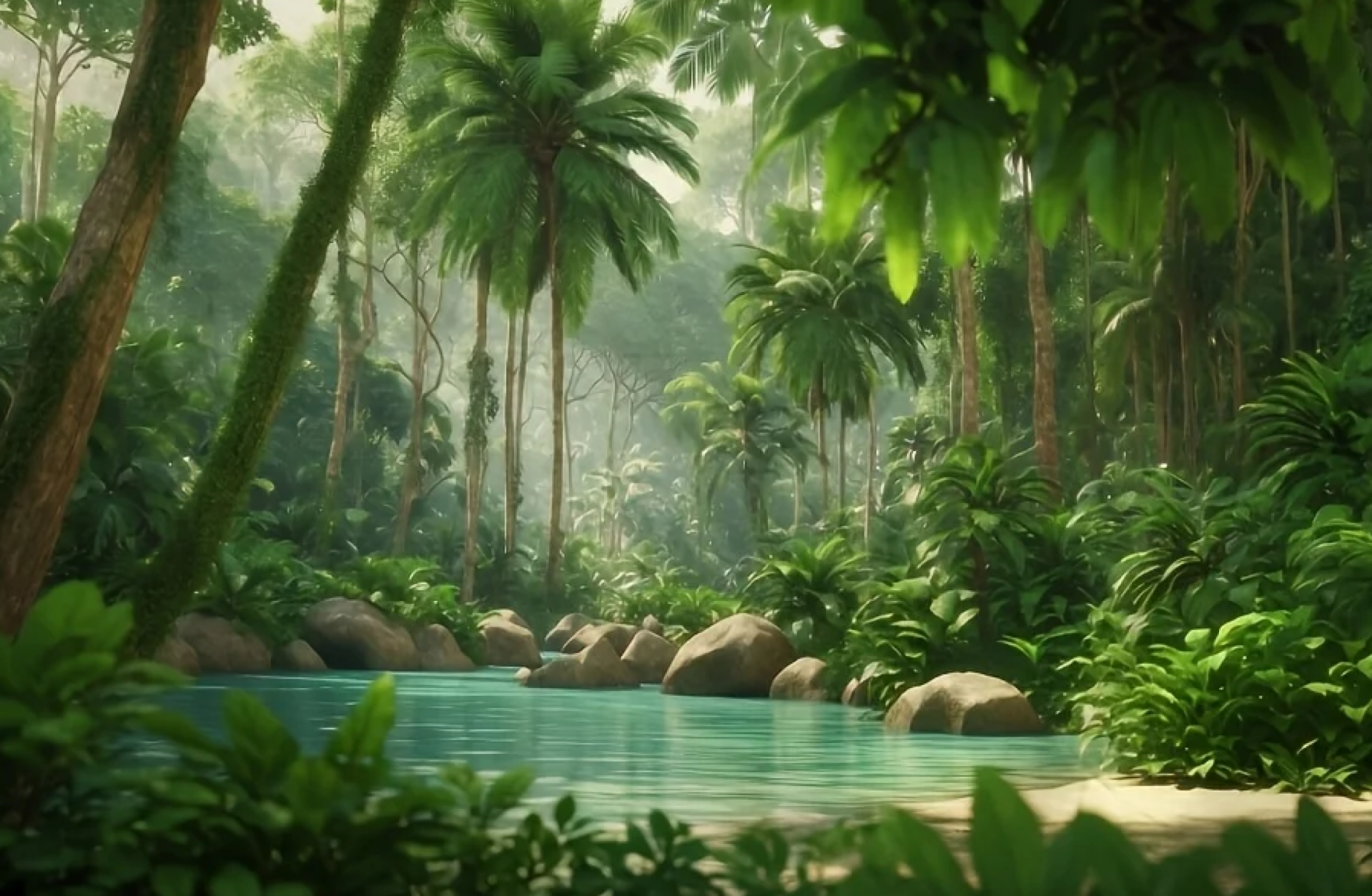 Tropischer Regenwald am Fluss – Premium Wandbehang mit exotischer Naturkulisse