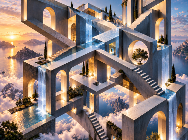 Unmögliche Architektur – Surreale Treppen, Brücken, Wasserfälle und fantastische Räume