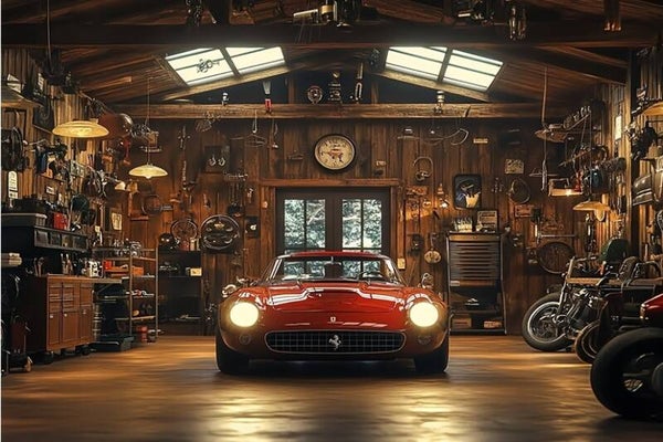 Wandbehang Oldtimer – Großformatige Wandkunst im Loft Party Raum