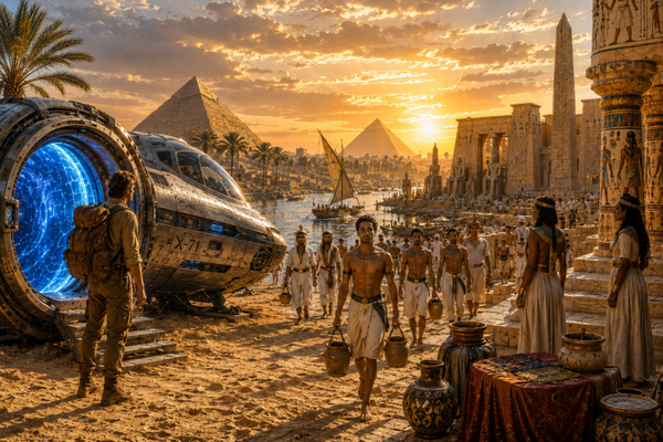 Zeitmaschine im alten Ägypten – 200 v. Chr. | Science-Fiction Wandbehang