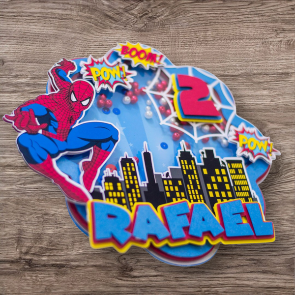 Spiderman comic cake topper
