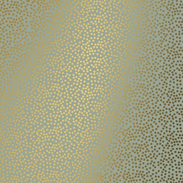 Cadeaupapier - stippen groen/goud