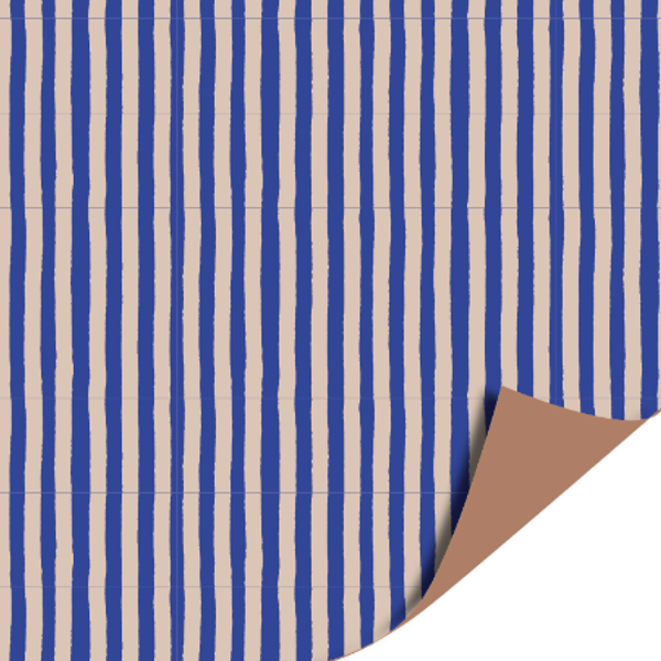 Cadeaupapier - Streep (blauw/beige)