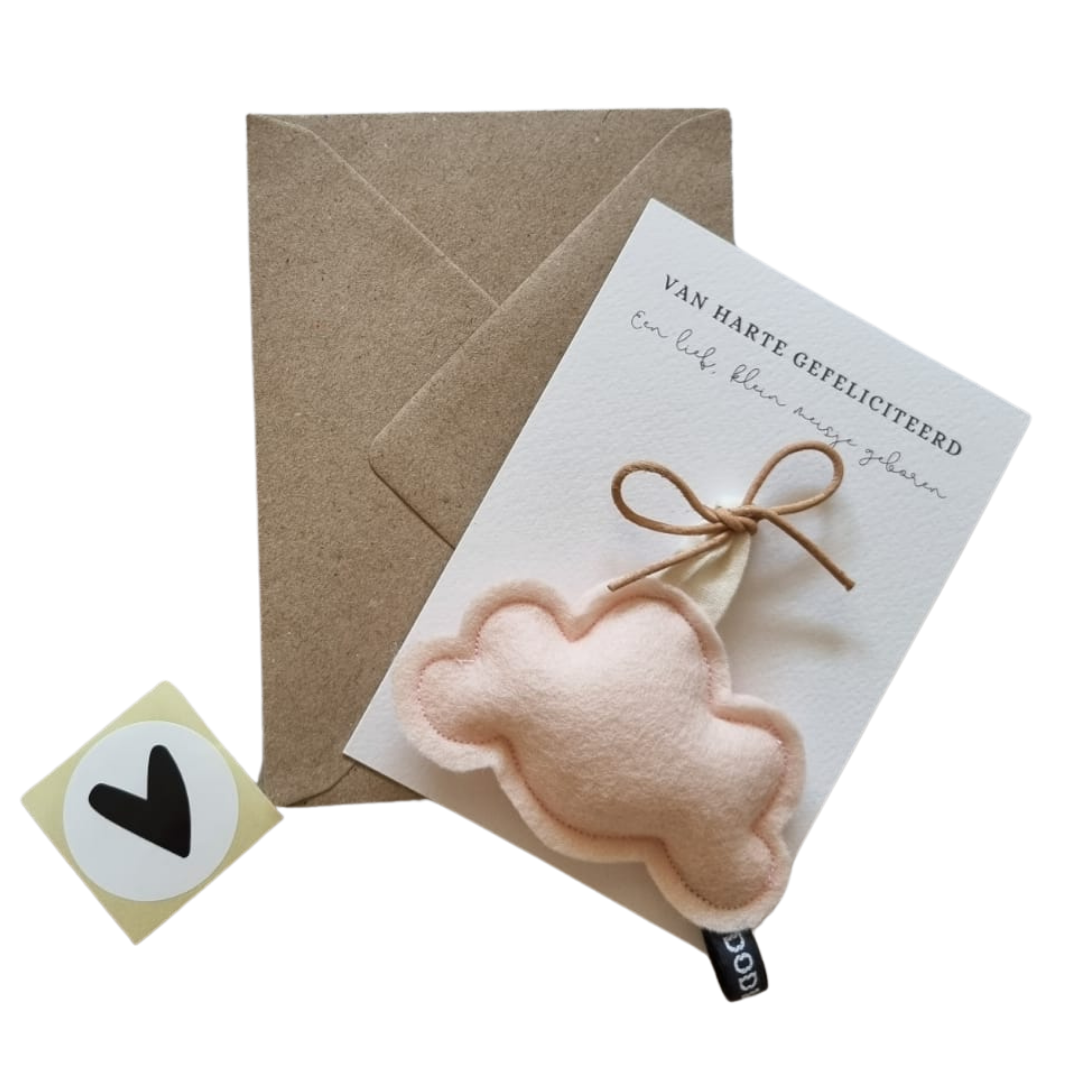 Geurkaart - Lief, klein meisje geboren - roze wolk