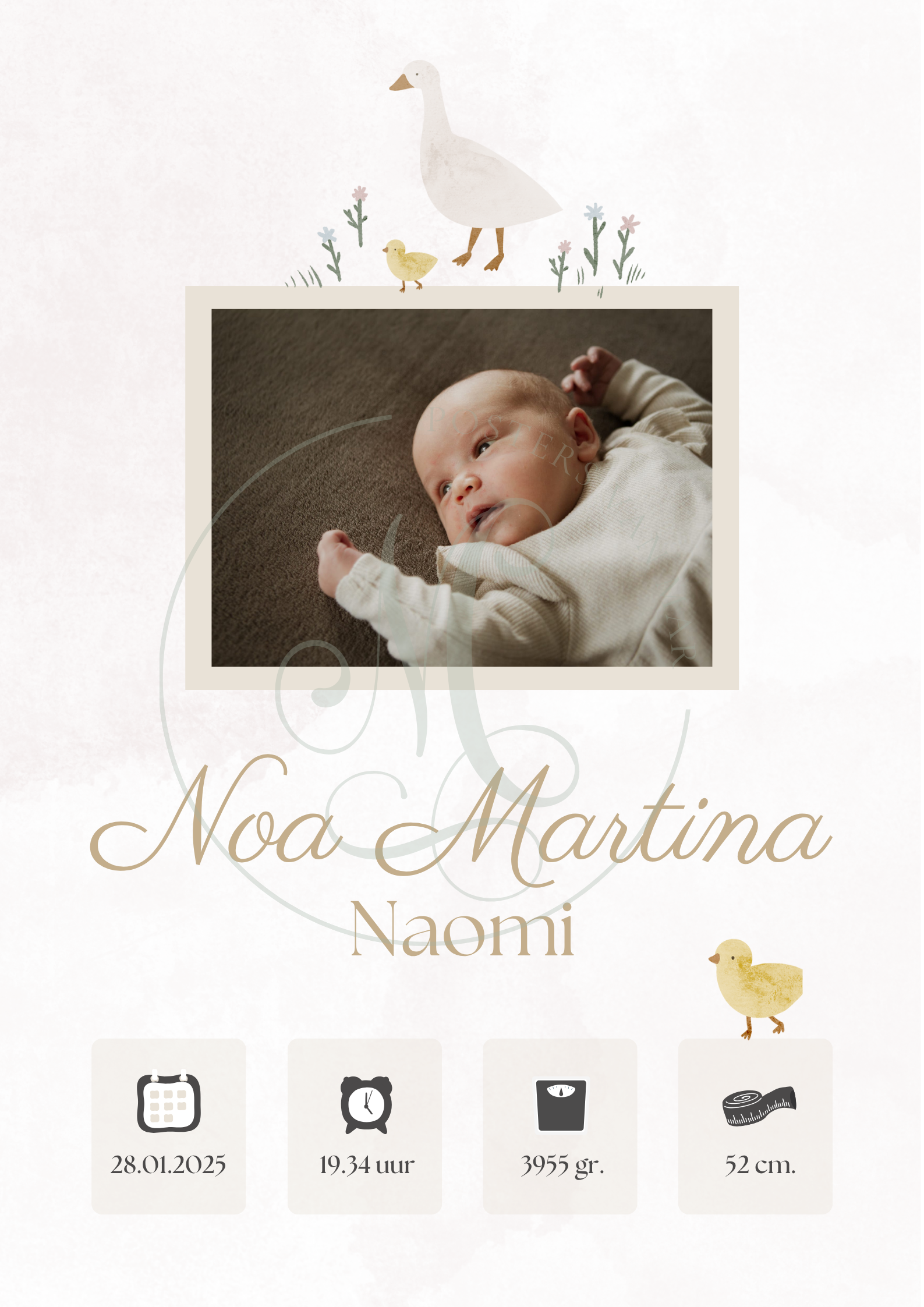 Gepersonaliseerde geboorte poster