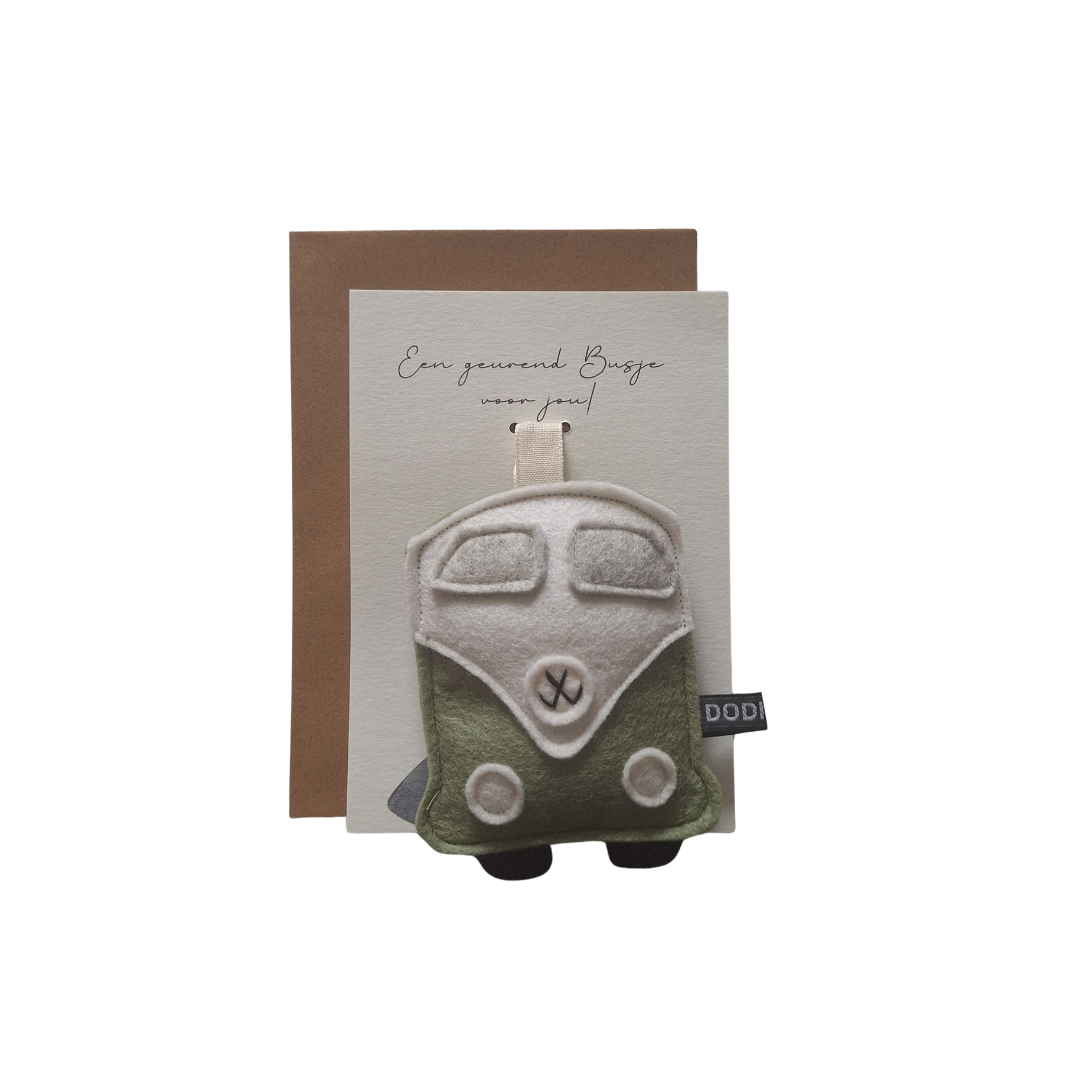 Geurkaart - VW busje donker groen