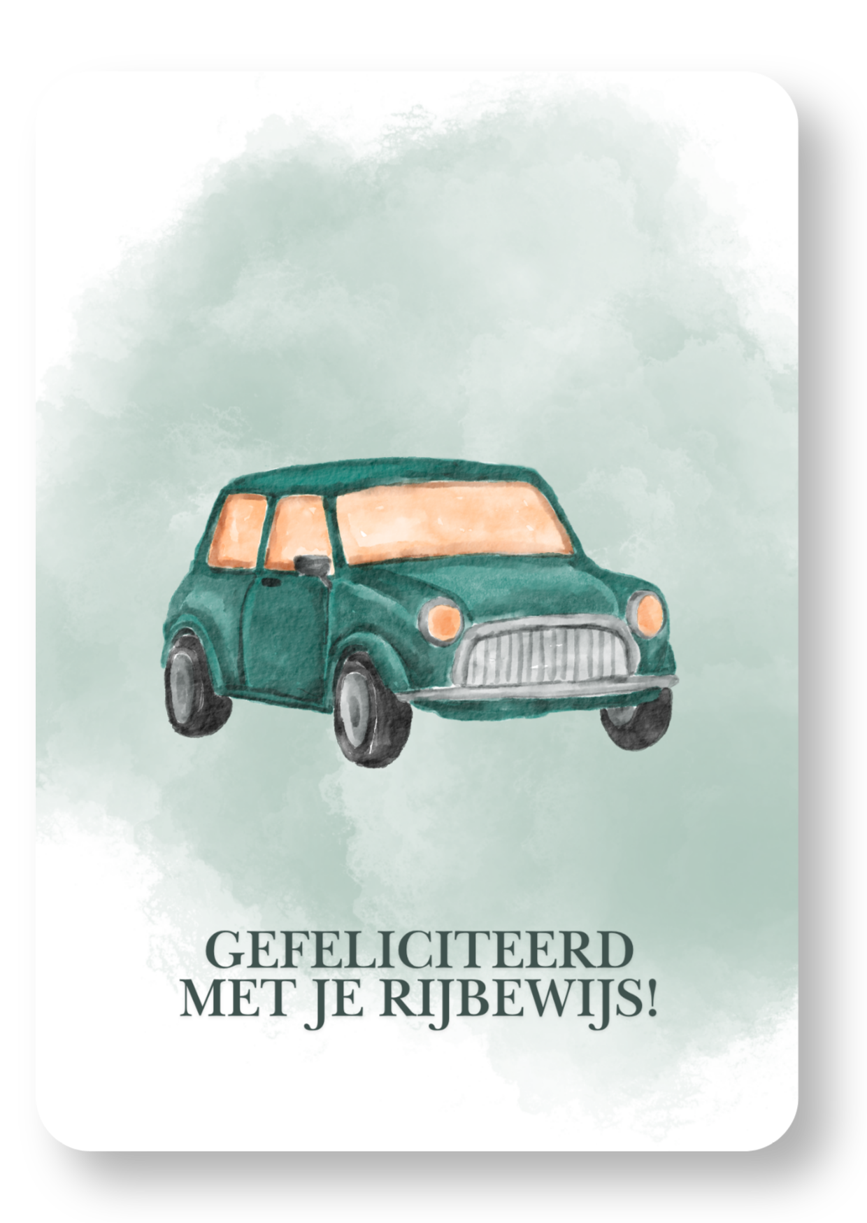 Gefeliciteerd met je rijbewijs - groene auto