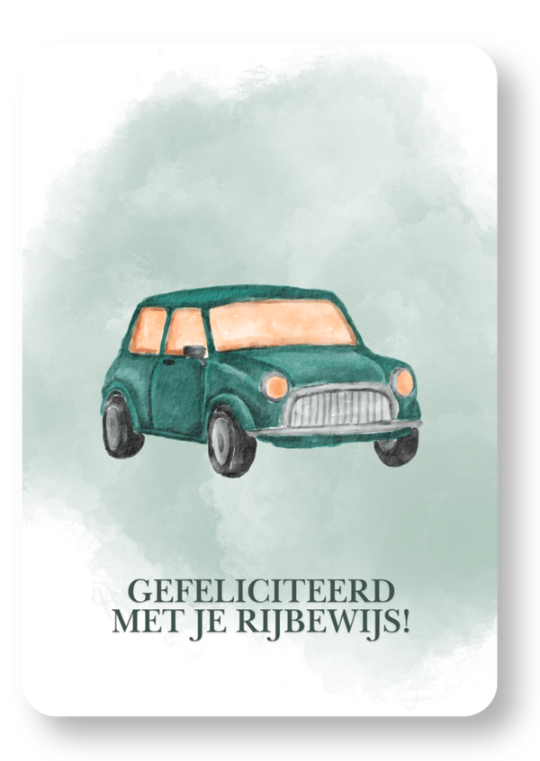 Gefeliciteerd met je rijbewijs - groene auto