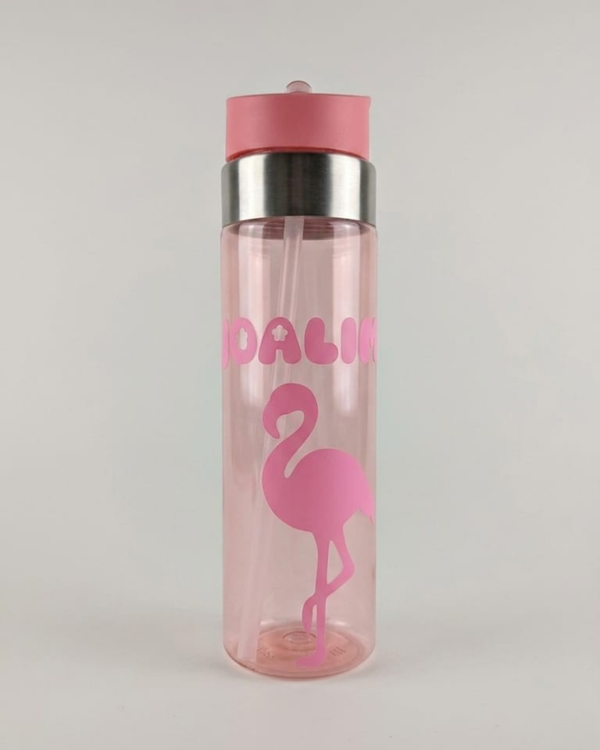 Naamsticker voor drinkfles - flamingo