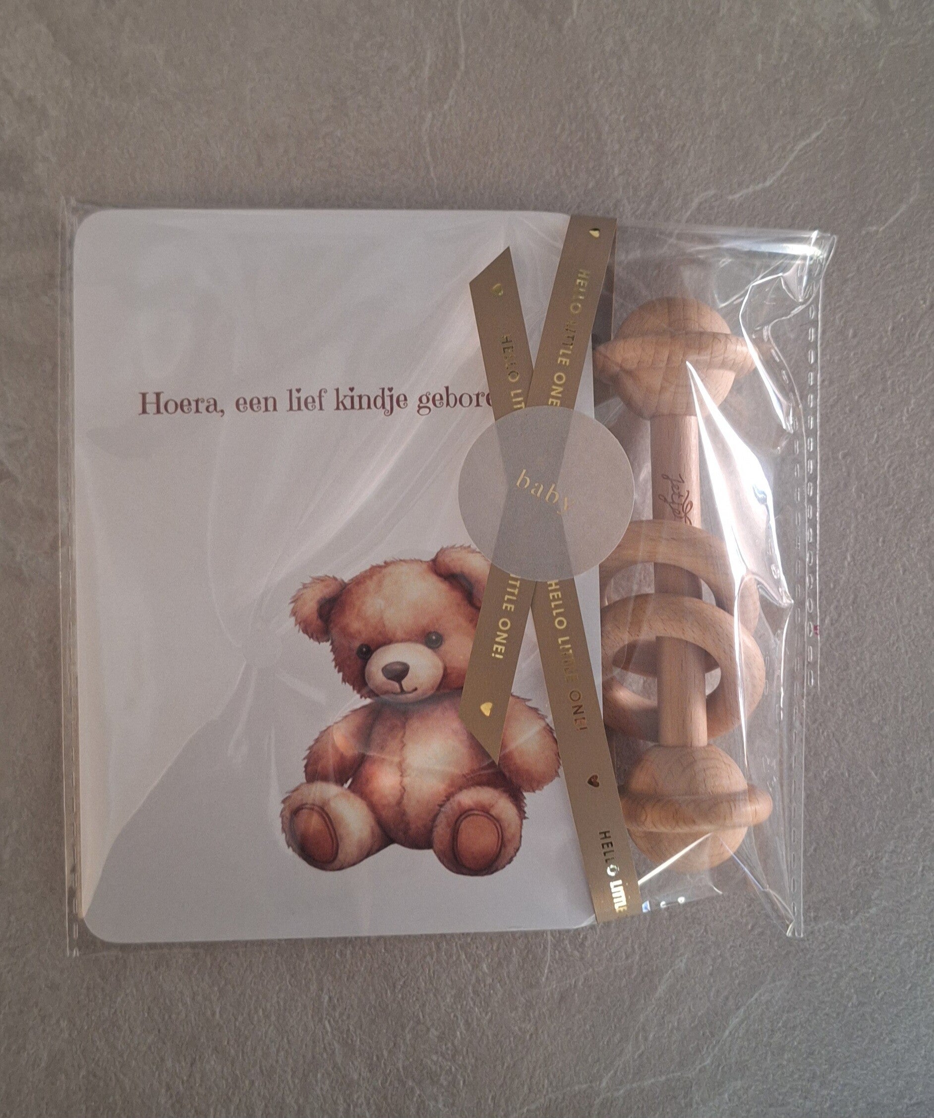 Welkom baby cadeausetje - Beer en rammelaar